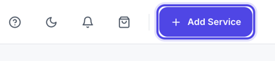 The top right of the Services & Pricing page, with the Add Service button highlighted.