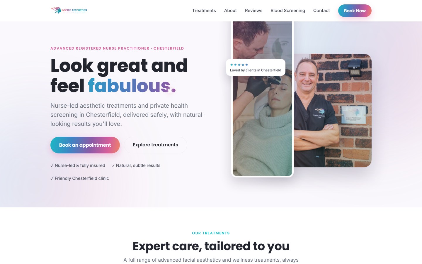 The Inspire Medical Services website, built by CallidusOS